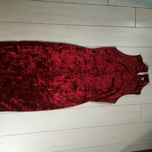 Crushed velvet long maroon bodycon dress